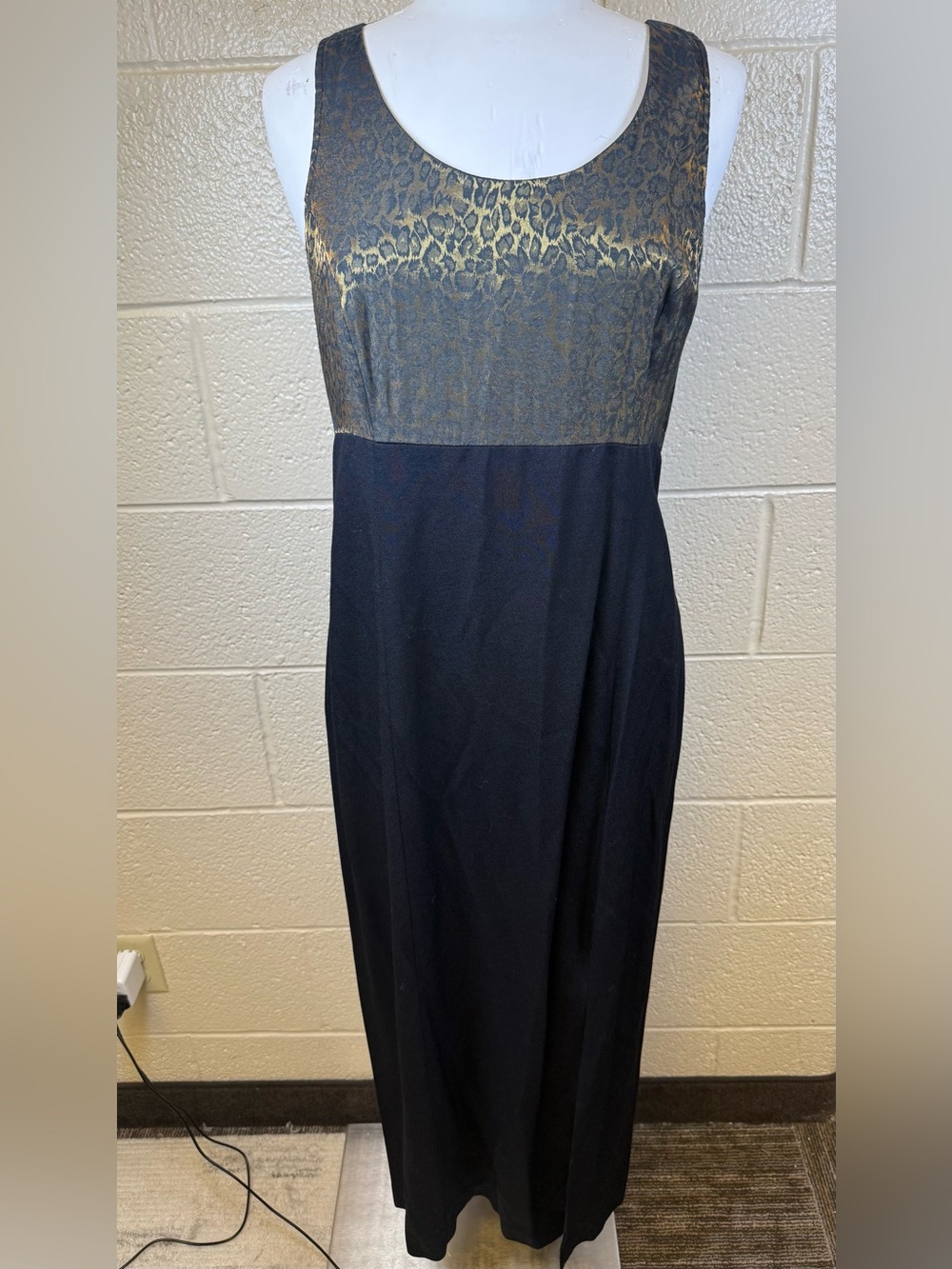 Alyx Black Maxi Dress with Gold Animal-Print Bodice